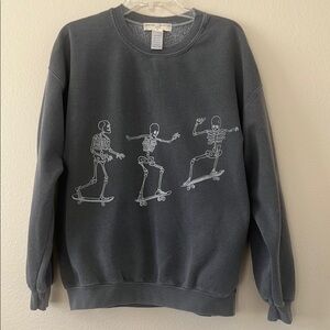 Urban Outfitters Gray Crew Neck Sweatshirt with Skating Graphic